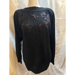 VTG Counterparts Sweater Small Womens Silk Rabbit‎ Hair Sequins Shoulder Pads